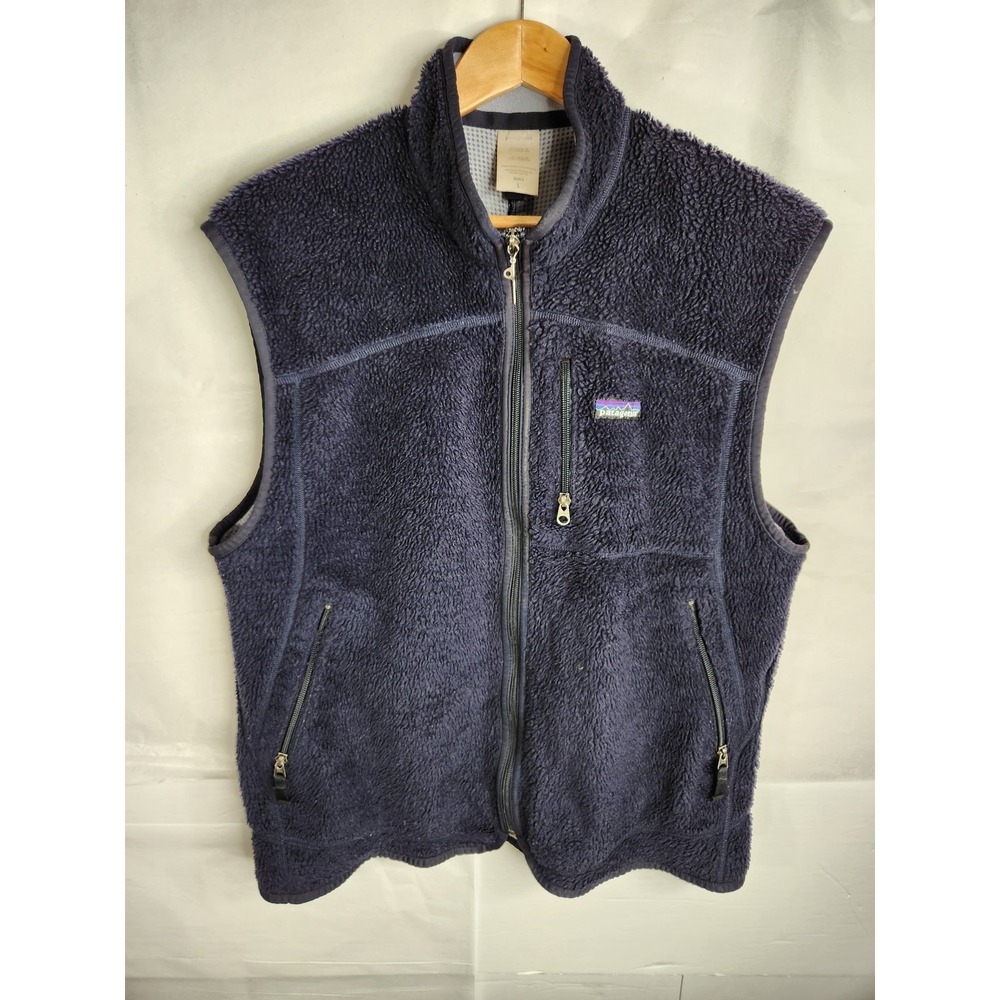 Vintage Patagonia Classic Retro-X Vest Men Large Deep Pile Fleece Navy Blue 2006